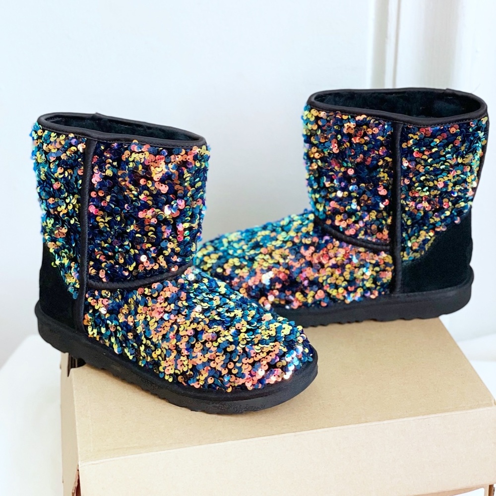 SOLD UGG Classic II Stellar Sequin Boot Youth 6 - Picture 2 of 8
